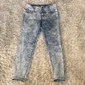 High-waist Acid-Washed Jeans